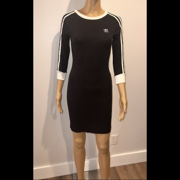 Adidas Women's 3 Stripes Dress Black - Picture 12 of 12